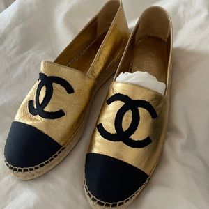 Chanel gold espadrilles